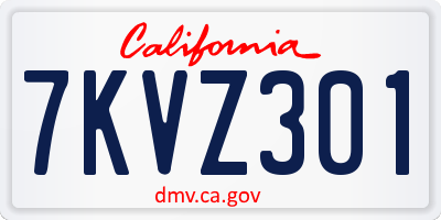 CA license plate 7KVZ301