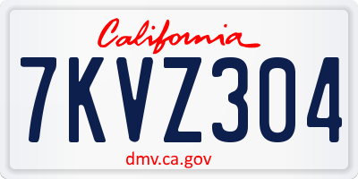CA license plate 7KVZ304