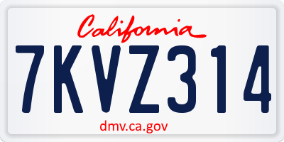 CA license plate 7KVZ314