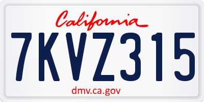 CA license plate 7KVZ315