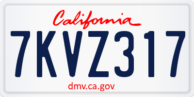 CA license plate 7KVZ317