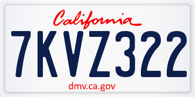 CA license plate 7KVZ322