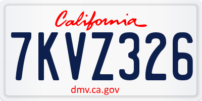 CA license plate 7KVZ326