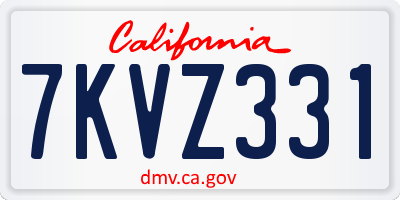 CA license plate 7KVZ331