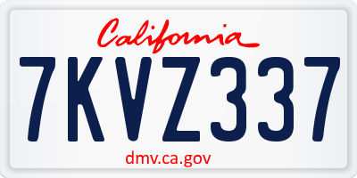 CA license plate 7KVZ337