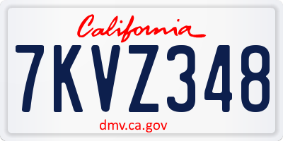 CA license plate 7KVZ348