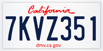 CA license plate 7KVZ351