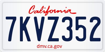 CA license plate 7KVZ352