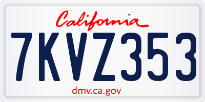 CA license plate 7KVZ353