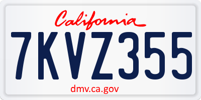 CA license plate 7KVZ355