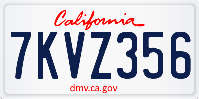 CA license plate 7KVZ356
