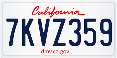 CA license plate 7KVZ359