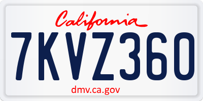 CA license plate 7KVZ360
