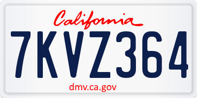 CA license plate 7KVZ364