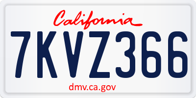CA license plate 7KVZ366