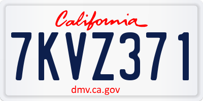 CA license plate 7KVZ371