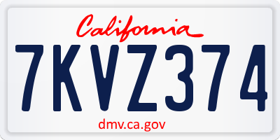 CA license plate 7KVZ374
