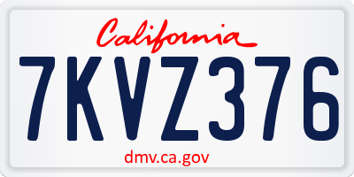 CA license plate 7KVZ376