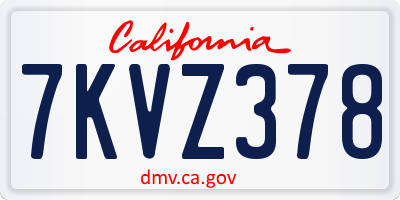 CA license plate 7KVZ378