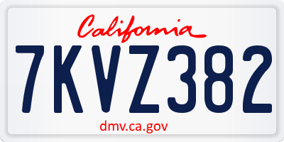 CA license plate 7KVZ382