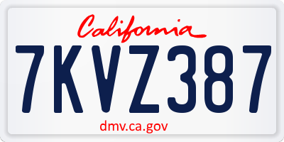 CA license plate 7KVZ387