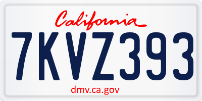 CA license plate 7KVZ393