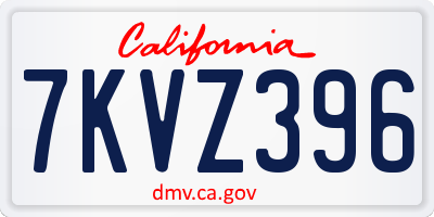 CA license plate 7KVZ396