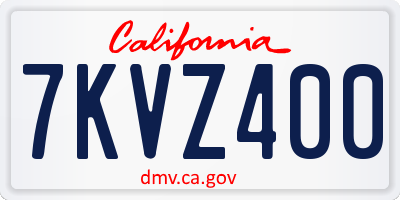 CA license plate 7KVZ400