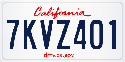 CA license plate 7KVZ401