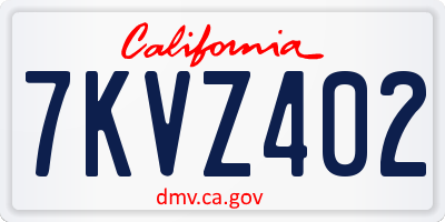 CA license plate 7KVZ402