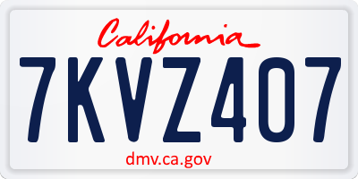 CA license plate 7KVZ407