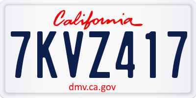 CA license plate 7KVZ417