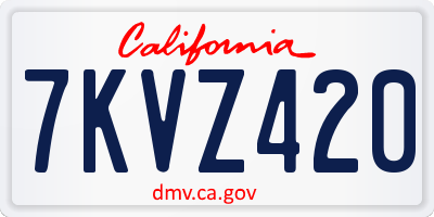 CA license plate 7KVZ420