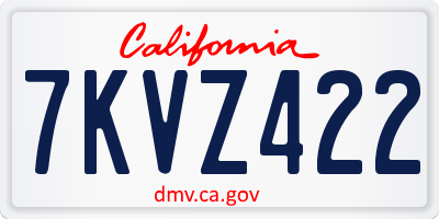 CA license plate 7KVZ422