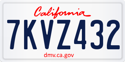 CA license plate 7KVZ432