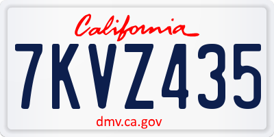 CA license plate 7KVZ435