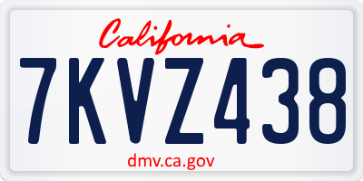 CA license plate 7KVZ438