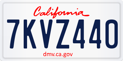 CA license plate 7KVZ440