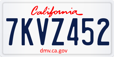 CA license plate 7KVZ452