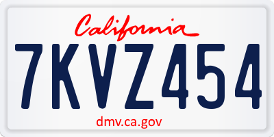CA license plate 7KVZ454