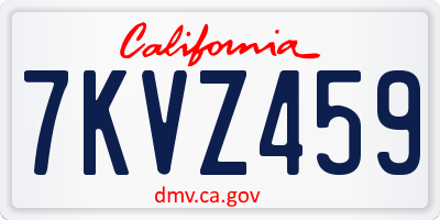 CA license plate 7KVZ459