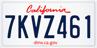 CA license plate 7KVZ461