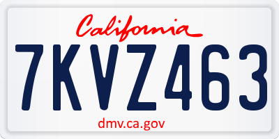 CA license plate 7KVZ463