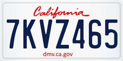 CA license plate 7KVZ465