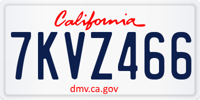 CA license plate 7KVZ466