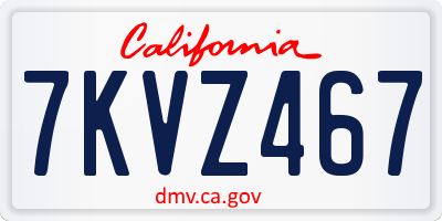 CA license plate 7KVZ467