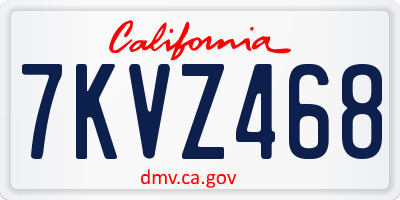 CA license plate 7KVZ468
