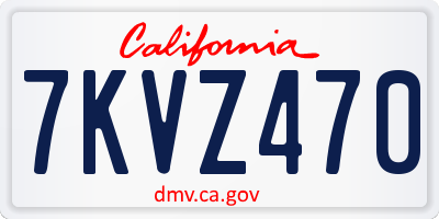 CA license plate 7KVZ470