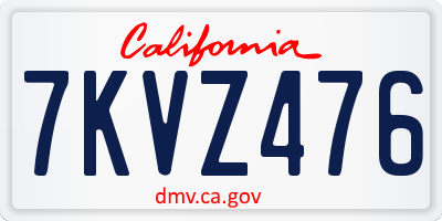 CA license plate 7KVZ476