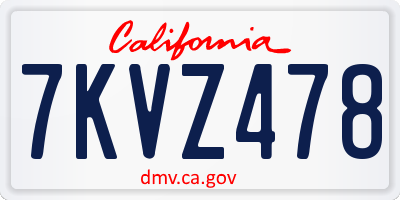 CA license plate 7KVZ478